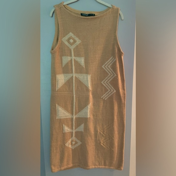 Ralph Lauren Dresses & Skirts - Ralph Lauren Tan and Beige Sleeveless Sheath Dress